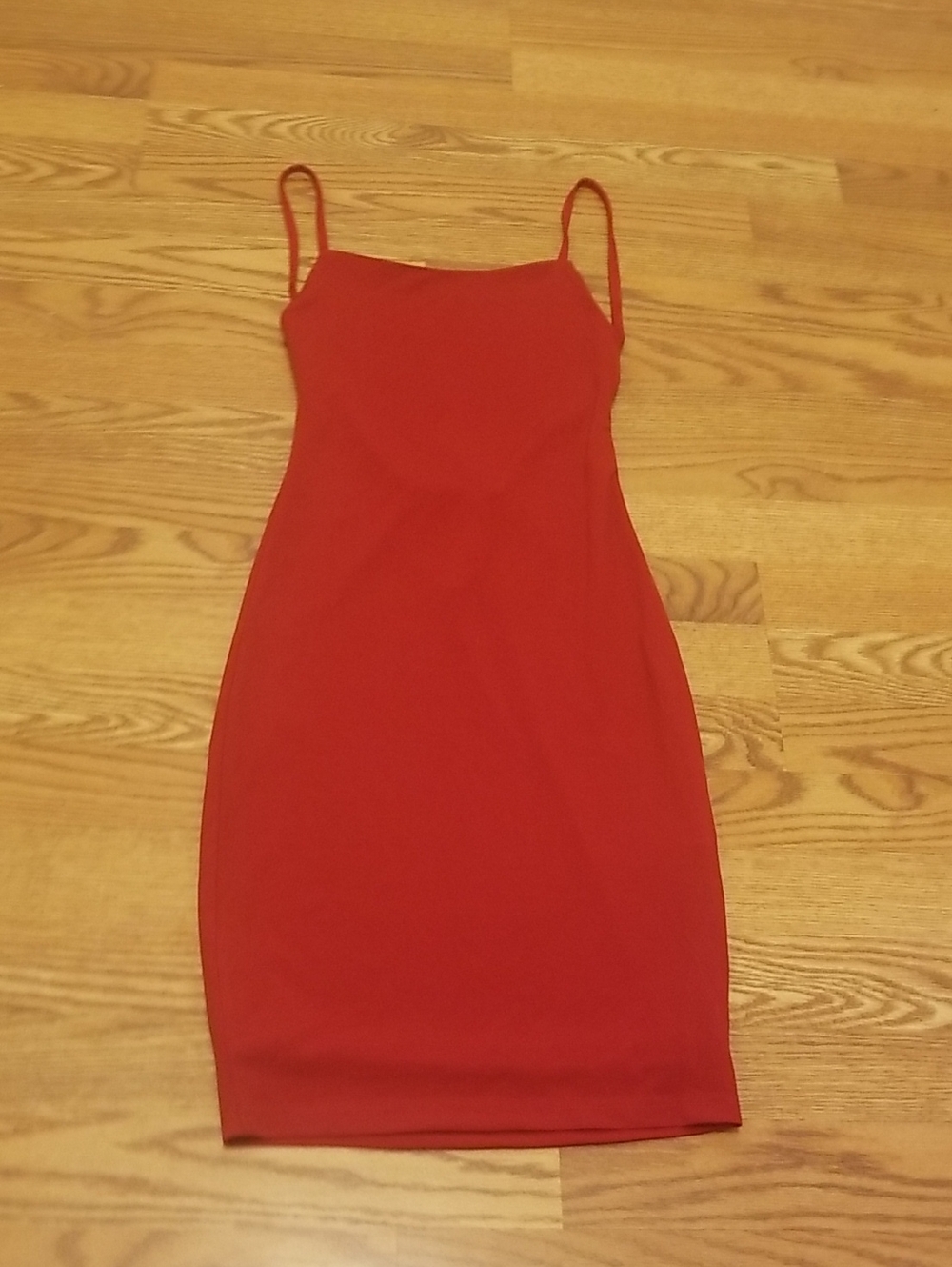 NWT HAODUOYI Red Spaghetti-Strap Bodycon Mini Dress